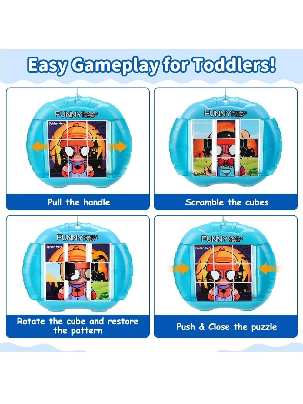 Hero 3D Rotating Puzzles Kids 4 Puzzles in 1 Toddler Toy Fine Motor Skills nwt